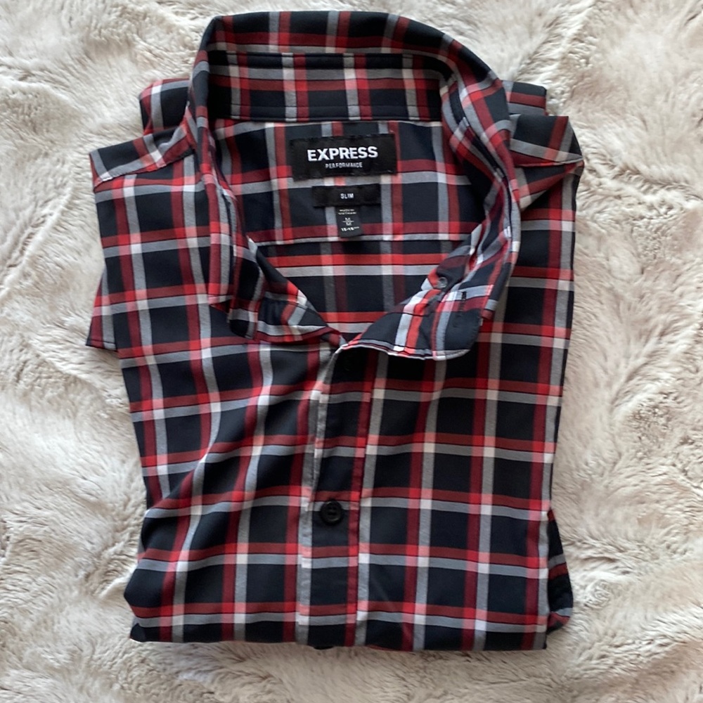 Express Performance Mens Long Sleeve Button Down